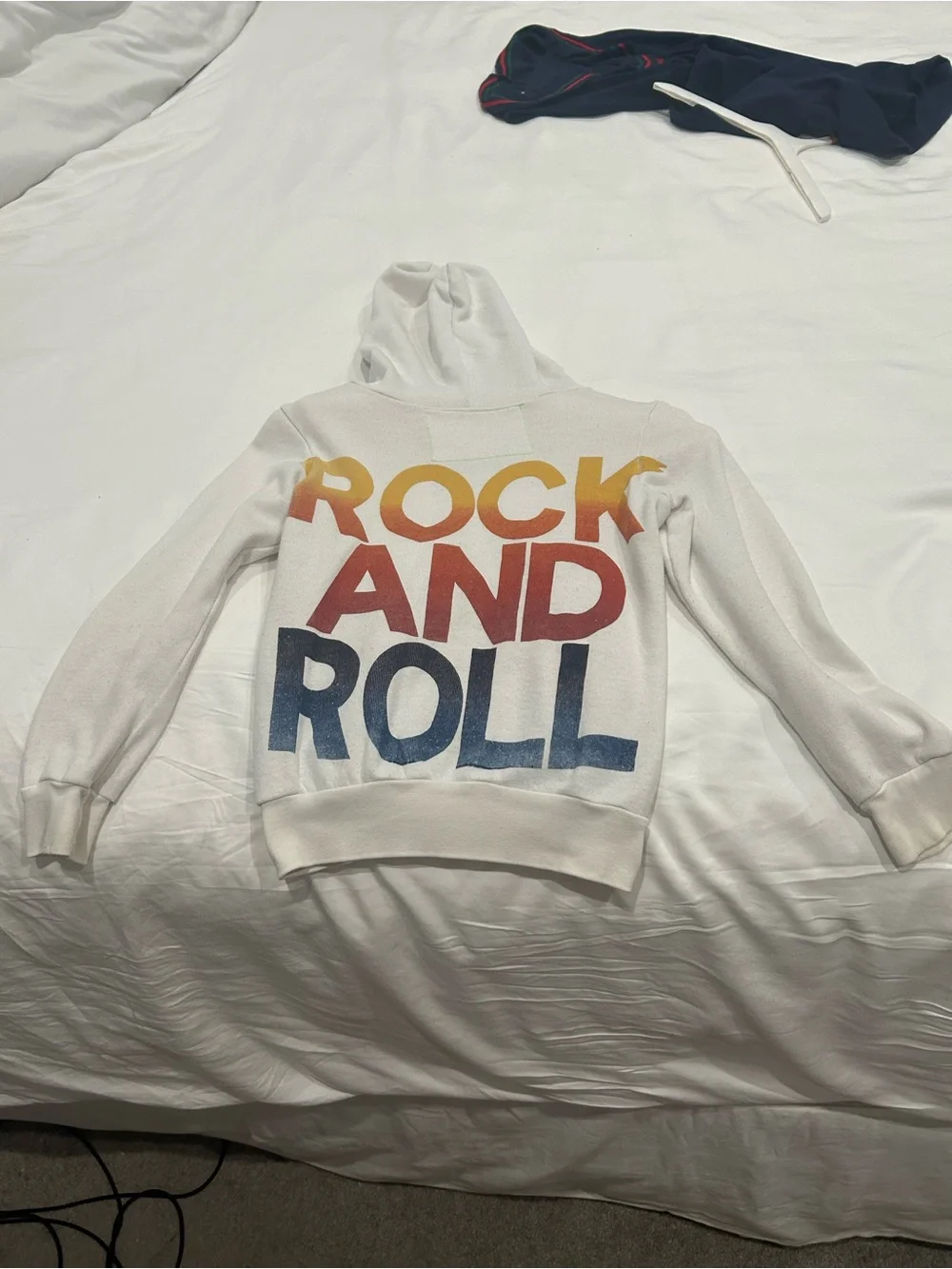 Aviator Nation Kids White Zip Hoodie with Navy Logo